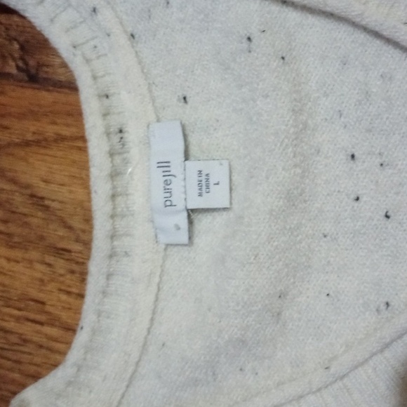 Women's V-Neck purejill Sweater Cotton Blend Casual Size Large - Cream - Picture 2 of 4